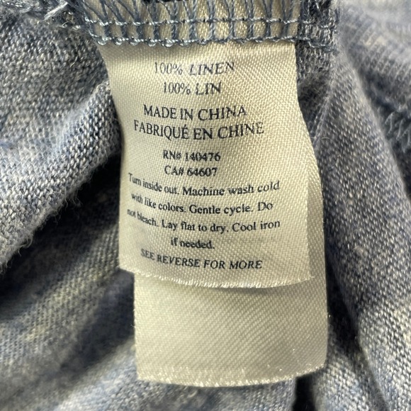 FAHERTY Polo Shirt Men Medium Blue Short Sleeve Linen Casual Resort Preppy Beach - Picture 9 of 11